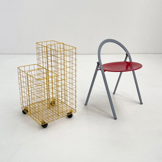 Metal Yellow Wire Storage on Wheels, 1980s For Sale - Image 7 of 9