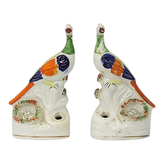 19th Century Staffordshire Peacock Inkwells For Sale