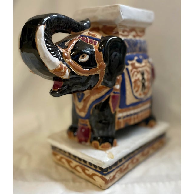 Chinoiserie Vintage Early 20th Century Chinoiserie Elephant Plant Stand For Sale - Image 3 of 6