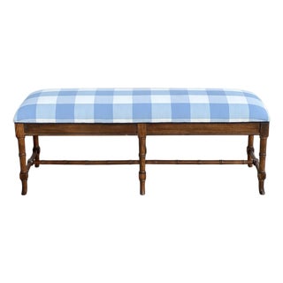 English Faux Bamboo Bench in Serena & Lily For Sale