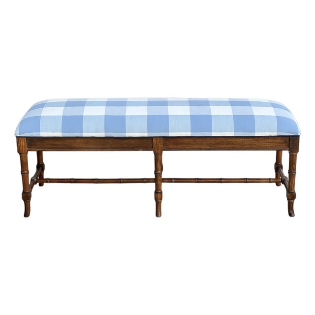 English Faux Bamboo Bench in Serena & Lily For Sale