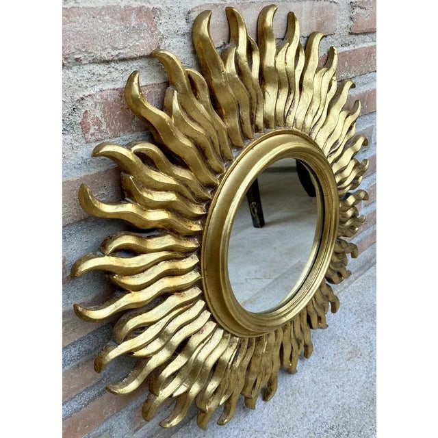 Mid-Century French Sunburst Mirror in Gold, 1950s For Sale - Image 6 of 12