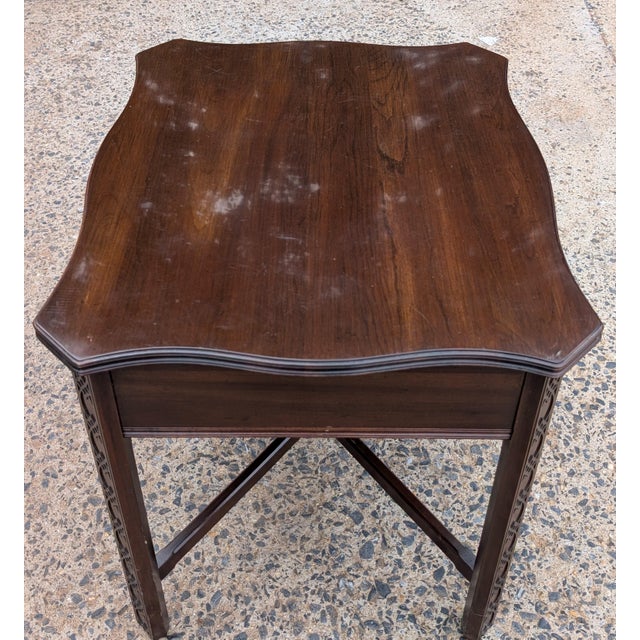 Late 20th Century Ethan Allen Georgian Carved Cherry Wood Occasional Side Table For Sale - Image 9 of 9