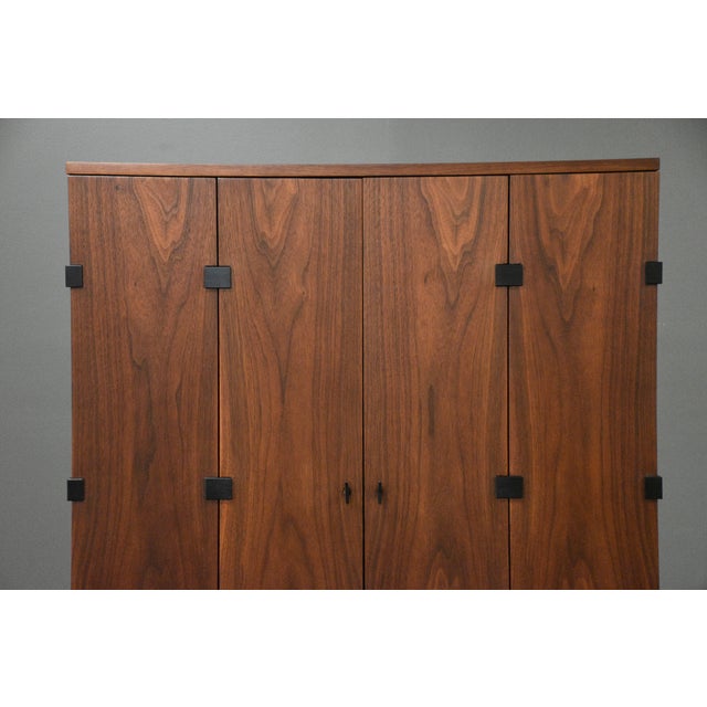 1960s Refinished Milo Baughman for Directional Walnut Armoire Dresser For Sale - Image 10 of 12