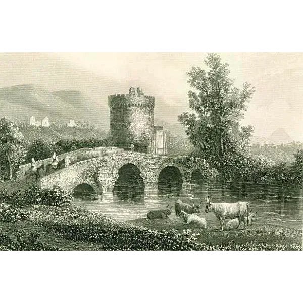 Spode Spode 'Bridge of Lucano' Blue Transferware Dinner Plates Circa 1820 Set/6 For Sale - Image 4 of 13