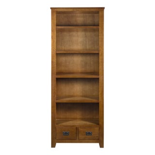Mission Quarter Sawn Oak Open Shelf Bookcase - Micheal Cherry For Sale