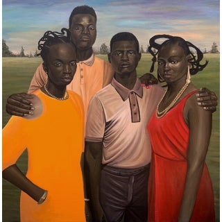 Kinship Popoola Victor (2025) Acrylic on Canvas, Large Wall Painting, 21st Century, Contemporary Art, Africa, Figurative, Realism, 2024 For Sale