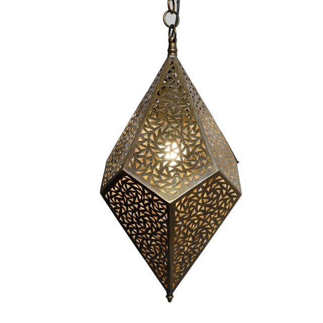 Vintage Moroccan Brass Prism Pendant Light For Sale - Image 4 of 8