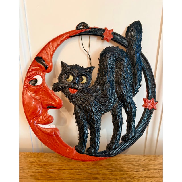Vintage German Die Cut Pressed Cardboard Halloween Decorations, Set of 4 For Sale - Image 4 of 12