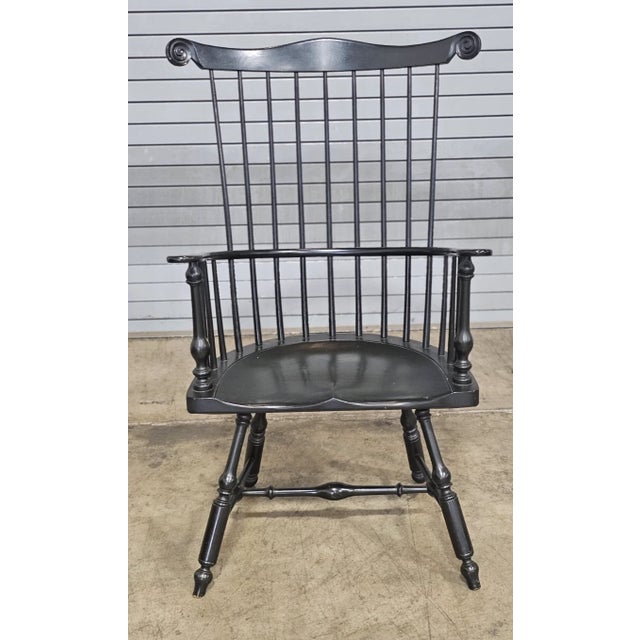 Store Item: SAYBOLT CLELAND Black Fan Back Windsor Arm Chair made in Philadelphia, PA Description: 18th century style...