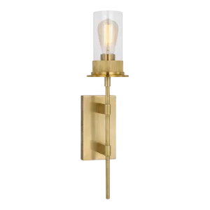 Ray Booth for Visual Comfort Signature Beza Large Tail Sconce in Antique Brass with Clear Glass