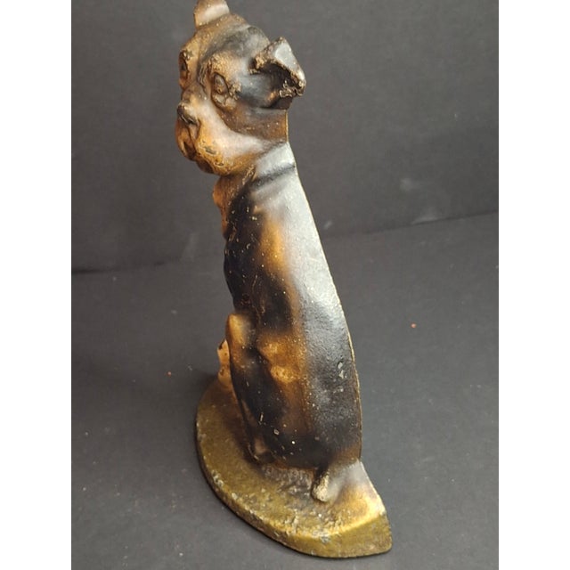 American Antique Cast Iron Mutt and His Bone Dog Doorstop 1930s Original Paint Greenblatt For Sale - Image 3 of 17