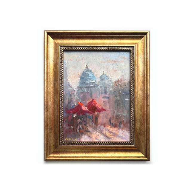 Gold Framed Original Oil Painting "Parisian Cafe Near Sacré-Cœur" by v. Serova For Sale - Image 8 of 9