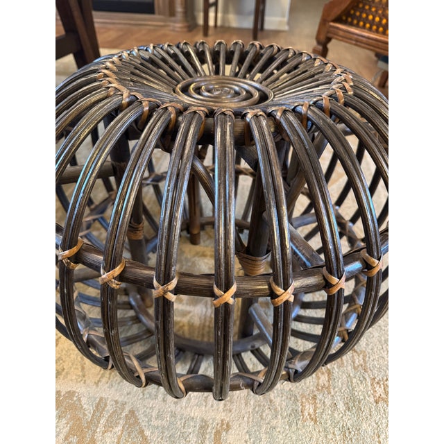 Coffee 1970s Sculptural Organic Modern Rattan Ottoman, Mid-Century Era For Sale - Image 8 of 9