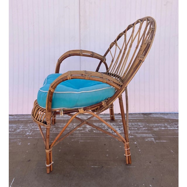 Vintage Boho Rattan Lounge Chair For Sale - Image 4 of 4