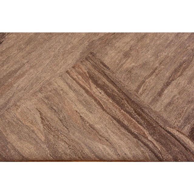 Tribal Nazmiyal Collection Brown Tribal Modern Flatweave Kilim Rug For Sale - Image 3 of 8