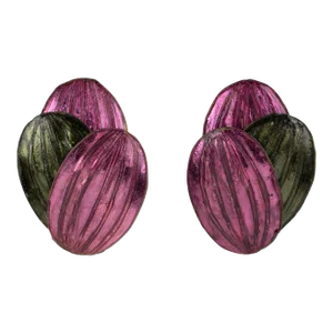 Monique Vedie Line Vautrin Student Purple and Green Talosel Resin Pair of Clip Earrings
