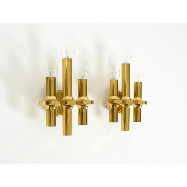 1960s Three-Arm Brass Wall Lamps, 1960s, Set of 2 For Sale - Image 5 of 18