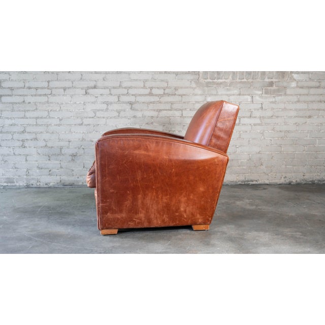 Vintage Art Deco Cognac Leather Club Chair For Sale - Image 14 of 17