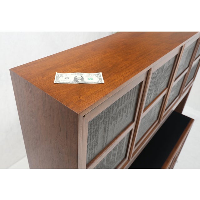 Dunbar Walnut Two Part Sideboard Credenza Breakfront Carved Slate Inserts MINT! Lots of storage cabinets superior quality...