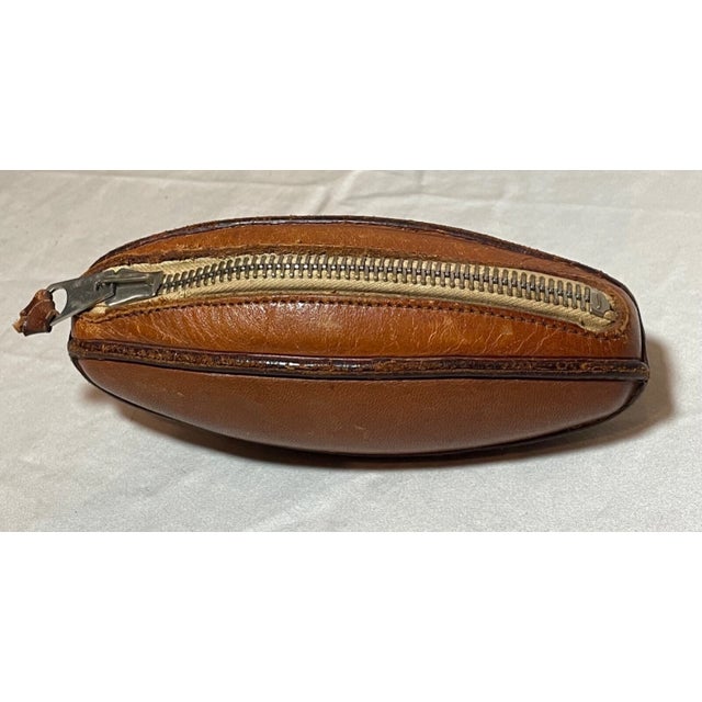 Brown Vintage German Handmade Leather Football Metal Shot Glass Barware Set Case - 8pcs For Sale - Image 8 of 10