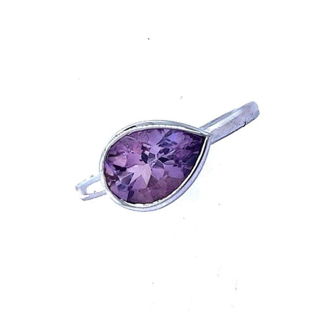 Purple 1990s Natural Amethyst Ring 6.5 14k W Gold 1.72 TCW Certified For Sale - Image 8 of 8