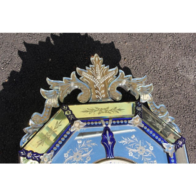Large 19th Century Venetian Mirror Wall Clock Music Box For Sale - Image 9 of 13