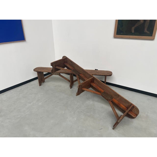 Set of Pine Farm Benches, 1950s For Sale - Image 9 of 14