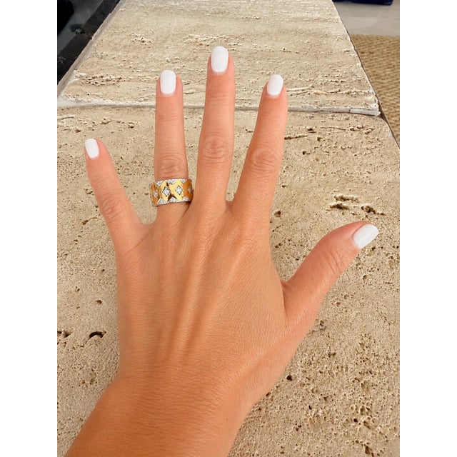 Wide 18k Gold Diamond Band Ring, 1 Carat, Size 7.5 For Sale - Image 11 of 12