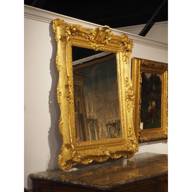 Circa 1890 French Belle Époque Louis XV Style Giltwood Mirror With Crowned Crest For Sale - Image 14 of 18