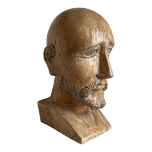 Male Head Wood Carving Bust