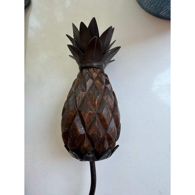 Pair of Pineapple Form Wrought Iron Wall Candle Sconces For Sale - Image 11 of 13