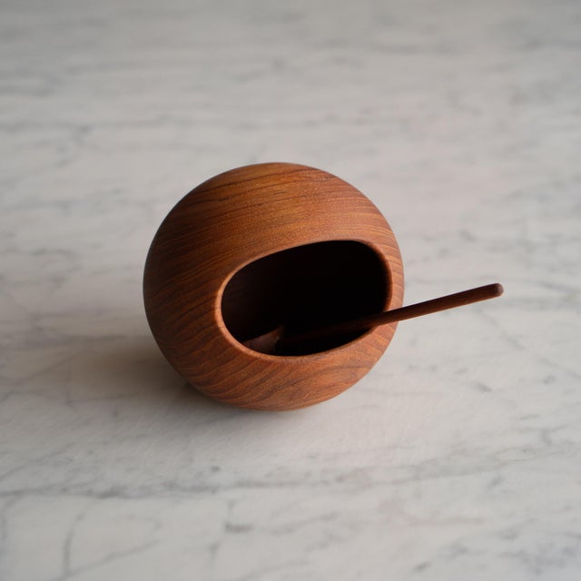 Mid-Century Modern Swedish Teak Nut Bowl & Serving Spoon by Sowe Konst For Sale - Image 3 of 9