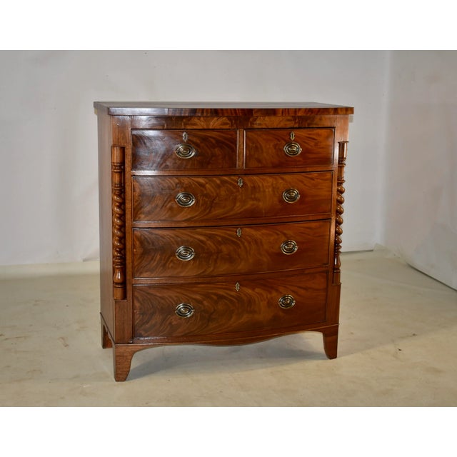 Wood 19th Century English Mahogany Bow Front Chest of Drawers For Sale - Image 7 of 12