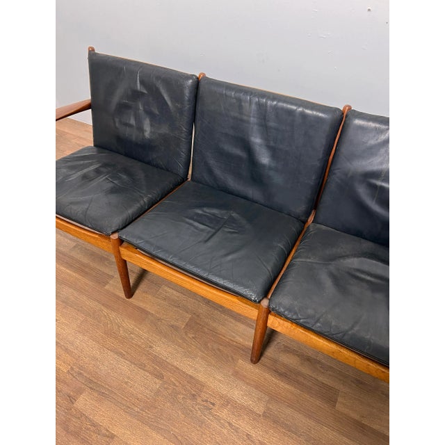 C. 1960s Svend Aage Eriksen for Glostrup Danish Teak & Leather Three Seat Sofa For Sale - Image 10 of 11