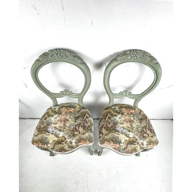 Vintage Custom Upholstered & Refurbished Balloon Back Chairs For Sale - Image 16 of 17