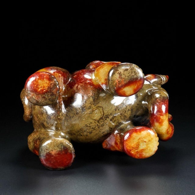 Antique Hetian Jade Elephant Sculpture – 7.9" Carved Figure With Calligraphy For Sale - Image 9 of 9
