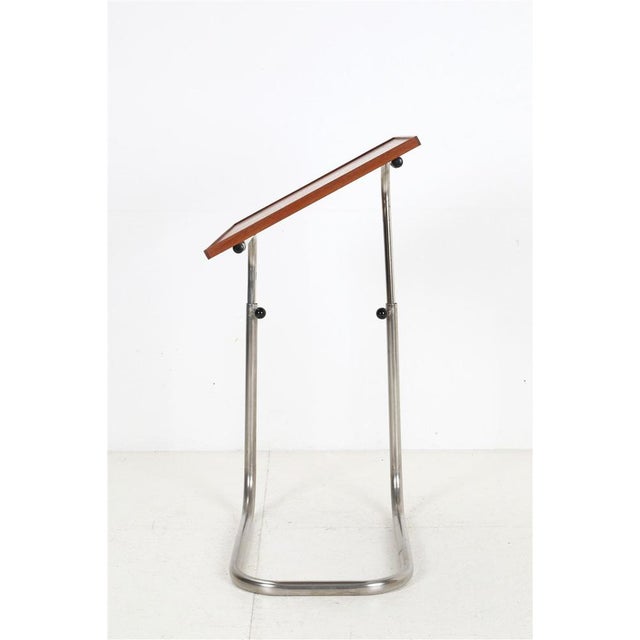 1970s Mid-Century Danish Adjustable Teak and Tube Steel Side Table, 1960s For Sale - Image 5 of 14