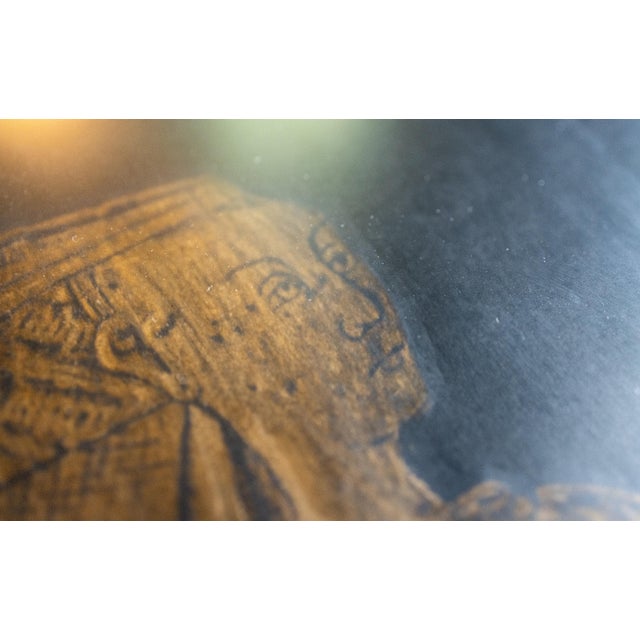 Late 20th Century Framed 37x18 Gold Wax Brass Rubbing "The Lace Lady" Margaret Peyton For Sale - Image 4 of 5