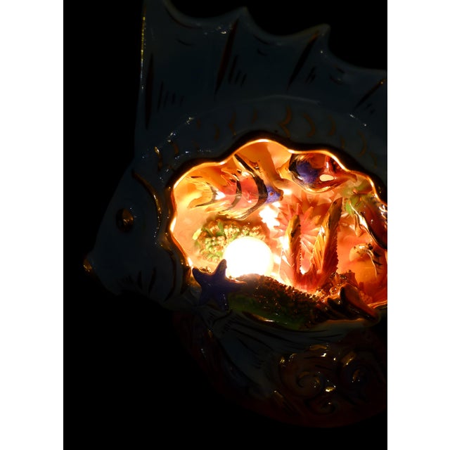 Fish Night Light in Slip-Cast Earthenware by LP Ceroc Monaco, 1950s For Sale - Image 9 of 14