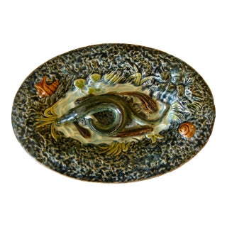 Late 19th Century French Palissy Majolica Wall Fish Plater For Sale
