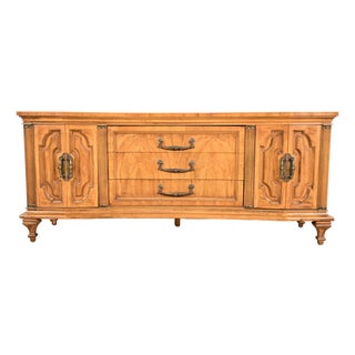 Karges Style French Regency Louis XVI Carved Fruitwood Long Dresser or Credenza, Circa 1960s For Sale