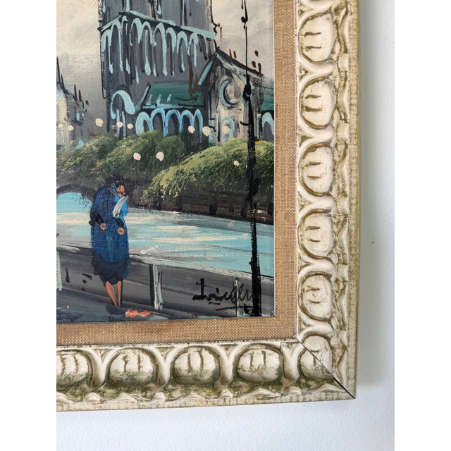 Vintage Parisian Street Scene Impressionist Oil on Masonite Board – Framed For Sale In Miami - Image 6 of 11