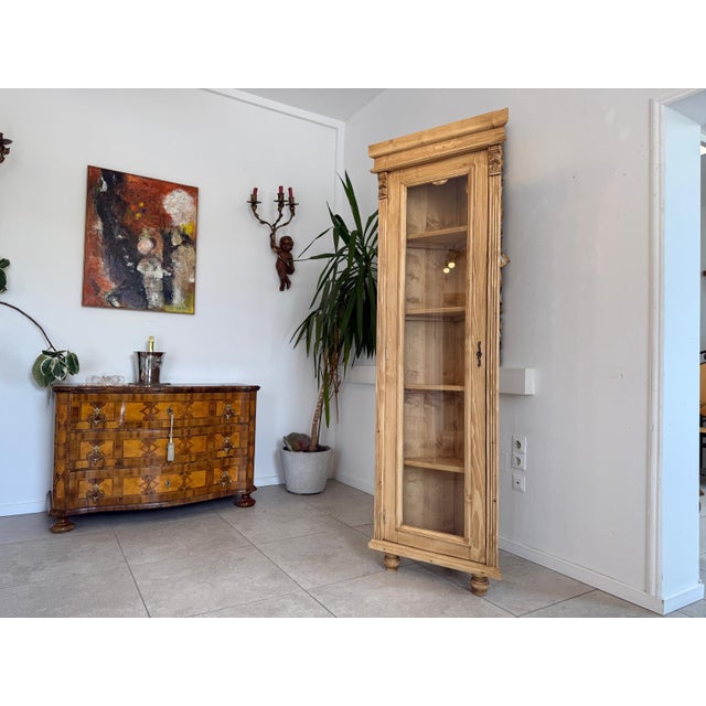 Corner Display Cabinet in Natural Wood and Softwood For Sale - Image 4 of 11