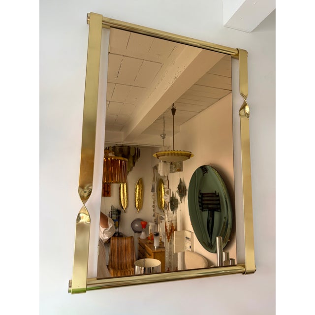 Brass Mirror Pink Copper Glass by Luciano Frigerio, Italy, 1970s For Sale - Image 11 of 13
