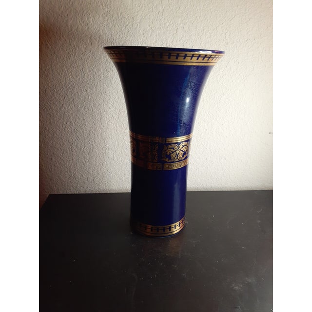 Vintage Royal Bavaria Kpm Germany Cobalt Blue Vase For Sale - Image 4 of 6