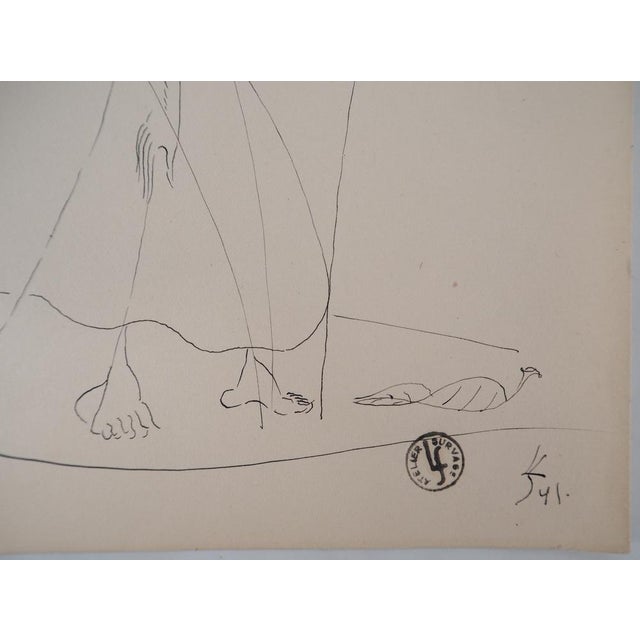 Léopold Survage, Flower Woman and the Volcano Island, 1941, Original Drawing For Sale - Image 5 of 6
