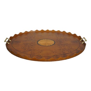 Adam Style Birdseye Maple Top Scalloped Serving Tray For Sale