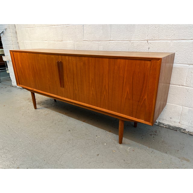 Mid-Century Modern Teak Credenza W/ Tambour Doors For Sale - Image 4 of 18