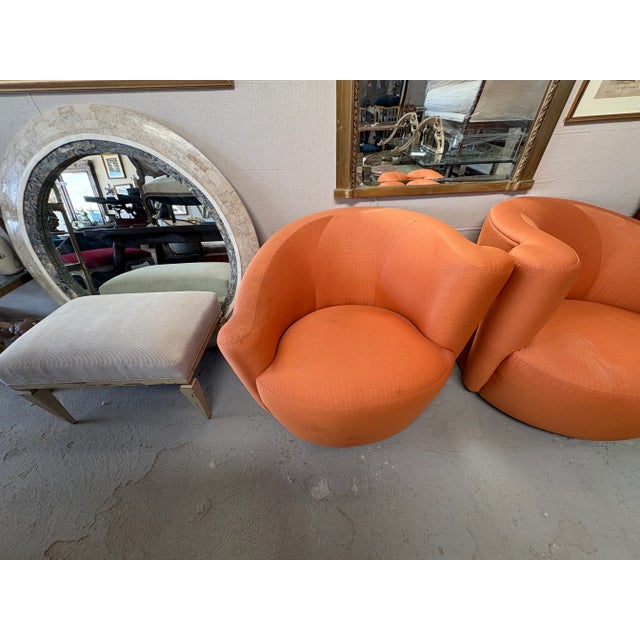 Wood Late 20th Century Pair of Vladimir Kagan for Directional Nautilus Swivel Chairs For Sale - Image 7 of 12